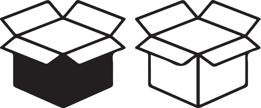 Open box icon vector set cardboard packaging symbol delivery .