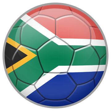 South Africa Soccer Ball. Football Concept. National Team Flag. PNG illustration isolated on transparent background.	