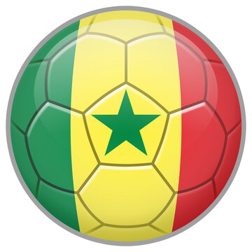 Senegal Soccer Ball. Football Concept. National Team Flag. PNG illustration isolated on transparent background.	