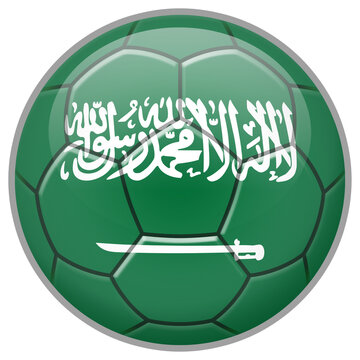 Saudi Arabia Soccer Ball. Football Concept. National Team Flag. PNG illustration isolated on transparent background.	