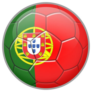 Portugal Soccer Ball. Football Concept. National Team Flag. PNG illustration isolated on transparent background.	