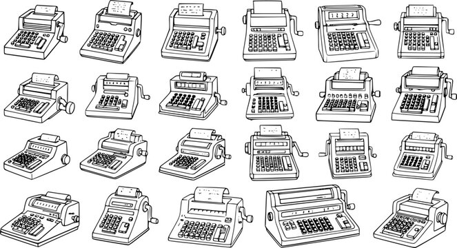 Vintage Adding Machines and Calculators Collection - Retro Office Equipment