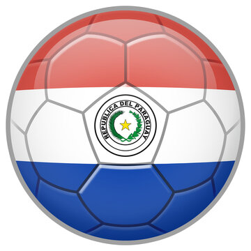 Paraguay Soccer Ball. Football Concept. National Team Flag. PNG illustration isolated on transparent background.	