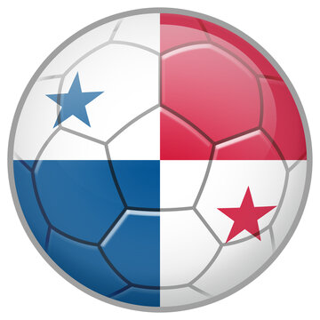Panama Soccer Ball. Football Concept. National Team Flag. PNG illustration isolated on transparent background.	