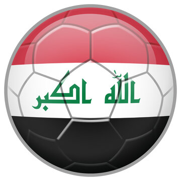 Iraq Soccer Ball. Football Concept. National Team Flag. PNG illustration isolated on transparent background.	