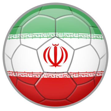 Iran Soccer Ball. Football Concept. National Team Flag. PNG illustration isolated on transparent background.	
