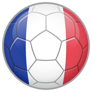 France Soccer Ball. Football Concept. National Team Flag. PNG illustration isolated on transparent background.	