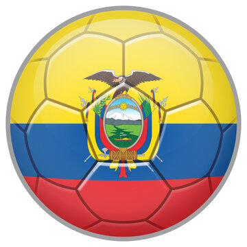 Ecuador Soccer Ball. Football Concept. National Team Flag. PNG illustration isolated on transparent background.	
