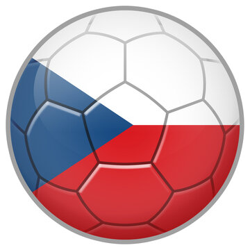 Czech Republic Soccer Ball. Football Concept. National Team Flag. PNG illustration isolated on transparent background.	
