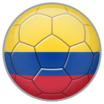 Colombia Soccer Ball. Football Concept. National Team Flag. PNG illustration isolated on transparent background.	