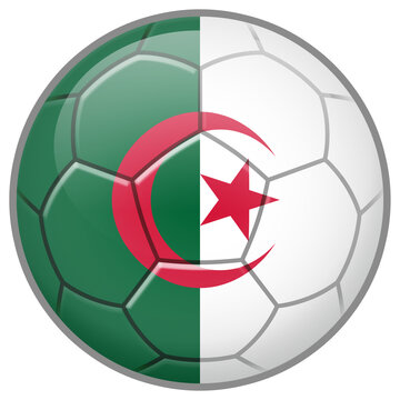 Algeria Soccer Ball. Football Concept. National Team Flag. PNG illustration isolated on transparent background.	