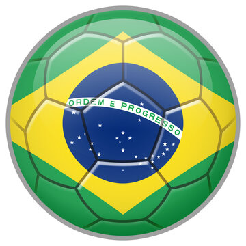 Brazil Soccer Ball. Football Concept. National Team Flag. PNG illustration isolated on transparent background.	
