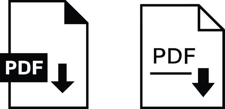 Pdf document icons black stylized for file download and electronic document sharing.