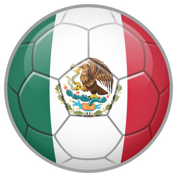Mexico Soccer Ball. Football Concept. National Team Flag. PNG illustration isolated on transparent background.	