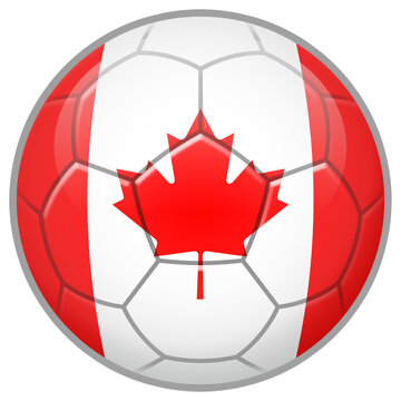 Canada Soccer Ball. Football Concept. National Team Flag. PNG illustration isolated on transparent background.	