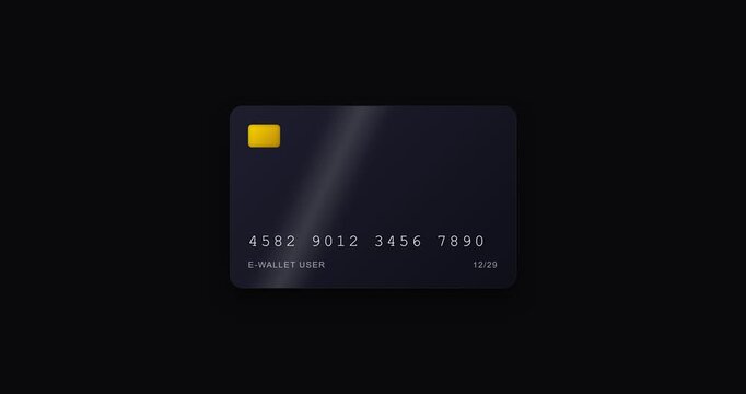 Floating credit card animation with sheen light effect for fintech concept