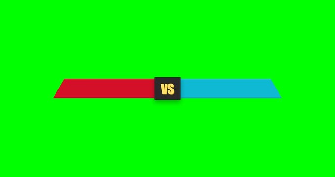 Versus VS match screen overlay with red and blue team split on green screen