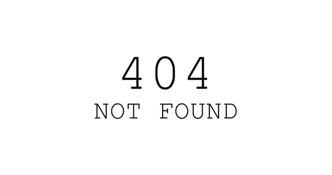 Digital 404 not found error text with modern glitch distortion effect on white background
