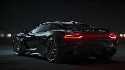 Obraz premium Black sports car with red lights
