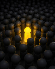 Obraz premium Glowing Leader Standing Out From Crowd