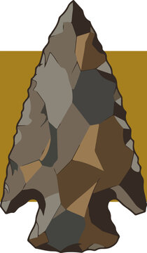 Illustration of a primitive stone arrowhead isolated on a plain background.