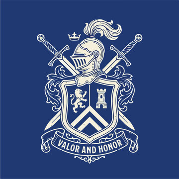Knight Helmet Crest Emblem.