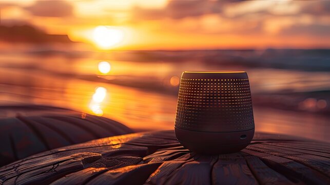 Experience the magic of sunset with our reactive design portable wireless Bluetooth speaker. Immerse yourself in the beauty of evening while enjoying your favorite music with pristine sound quality