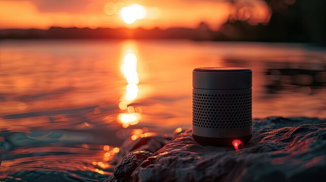 Experience the magic of sunset with our reactive design portable wireless Bluetooth speaker. Immerse yourself in the beauty of evening while enjoying your favorite music with pristine sound quality