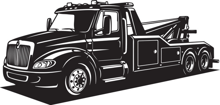 Tow truck, flatbed wrecker, vehicle recovery, transport illustration