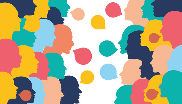 A vibrant illustration of diverse people communicating effectively