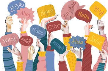 A diverse group of people greeting in different languages © Hasnain