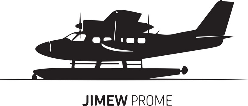 Amphibious aircraft, seaplane, floatplane, airplane silhouette, vector illustration