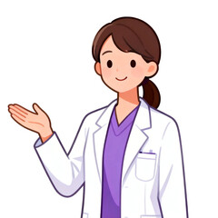 Fototapeta premium [Transparent Background PNG]Young Female Doctor Wearing White Lab Coat