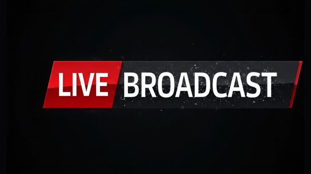 A bold graphic displays the words "LIVE BROADCAST" in white text against a dark background, with a red accent on the left.