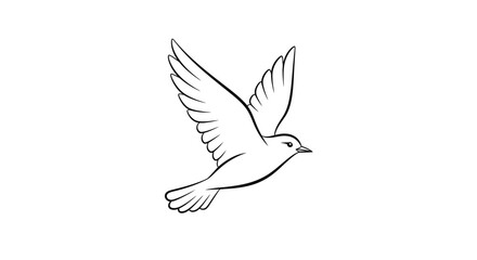 Obraz premium Minimalist flying bird line art icon isolated on white