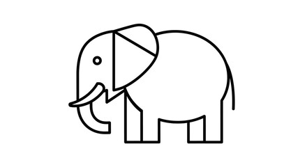 Fototapeta premium Minimalist elephant icon outline on white background