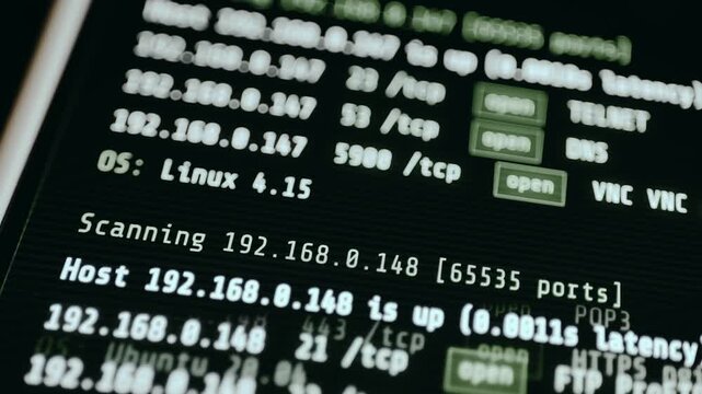 Output of a network scanning tool showing details about open ports on specific IP addresses
