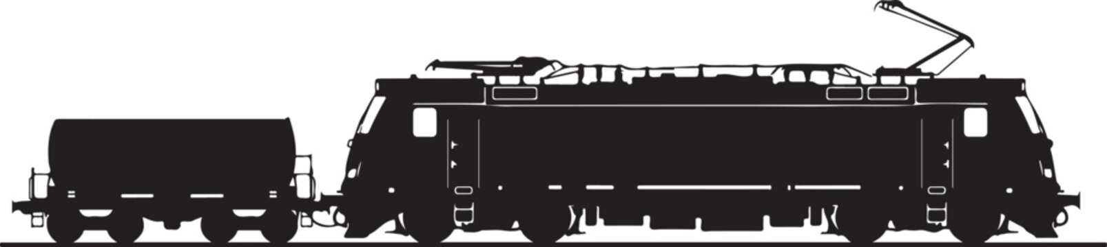 Locomotive, train, silhouette, black, vector graphics, railroad, transportation