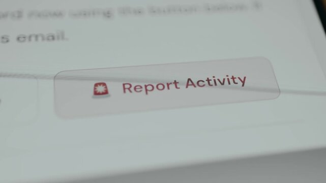User taps the fake Report Activity digital button, ethical hacking concept
