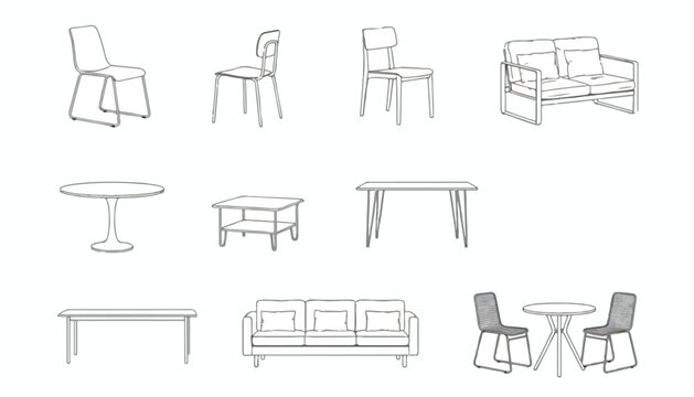 Modern Furniture Line Art Icon Set for Interior Design and Home Decor