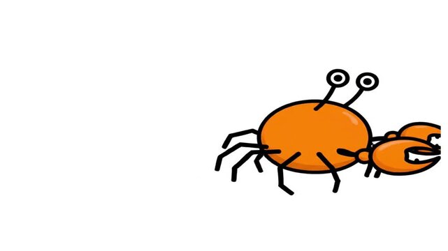 A simple, cartoon-style illustration of a bright orange crab with big eyes and claws, set against a plain white background.