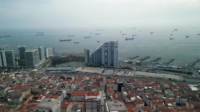 Istanbul/Turkey circa 2023: Radisson Blu Hotel Ottomare and Marmara circling