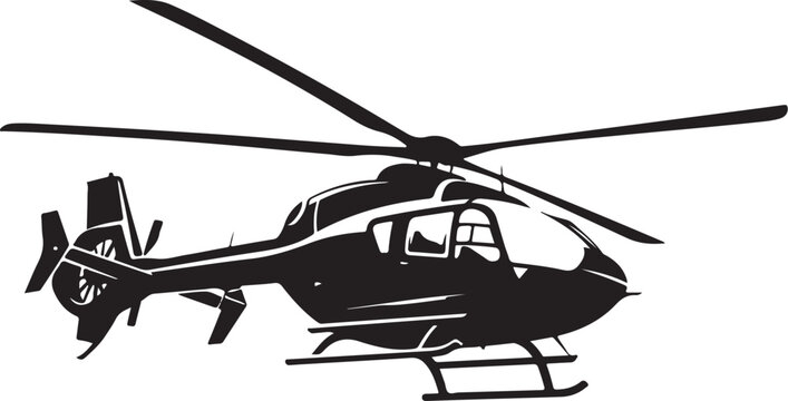 Black helicopter icon, helicopter silhouette, aircraft symbol, vector illustration
