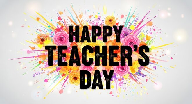 Happy teachers day china vibrant floral background with festive greeting for educators