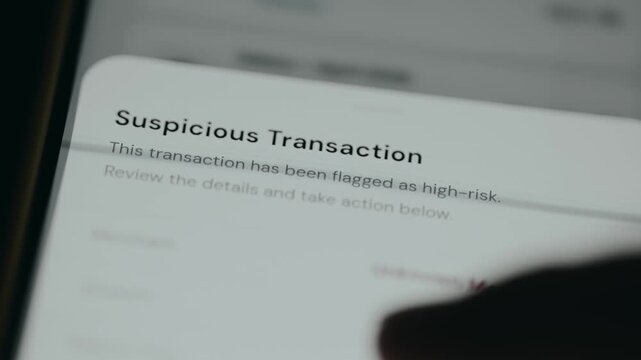 Message about a Suspicious Transaction flagged as high-risk