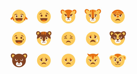 Fototapeta premium Bear and tiger face emojis.