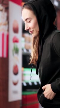 Woman Quietly Taking Items