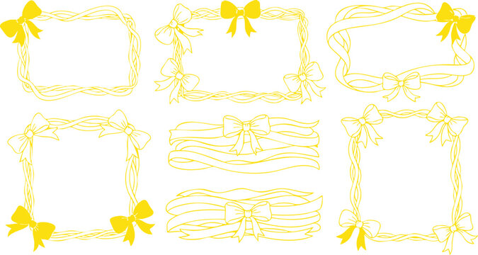 Minimal abstract square frame doodles, hand drawn geometric borders with soft wavy lines decorative set