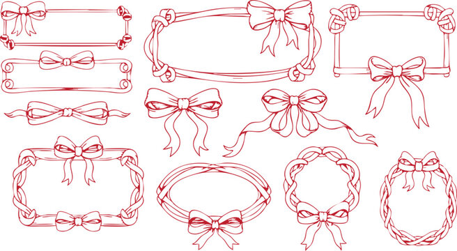 Minimal abstract square frame doodles, hand drawn geometric borders with soft wavy lines decorative set