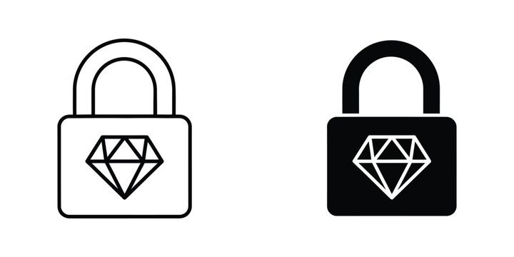 Contrasting padlocks with diamond symbols representing security and exclusivity